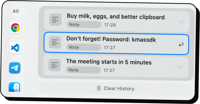Bufferly clipboard history window on macOS